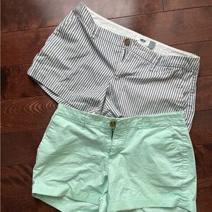 Mint green and striped shorts